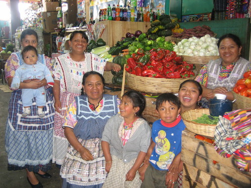 Group of Mayan people at the market