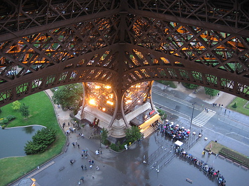 Eiffel tower looking downwards, Carleton French Studies in Paris, Spring 2009.