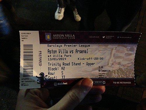 Ticket to the Villa vs. Arsenal Fixture