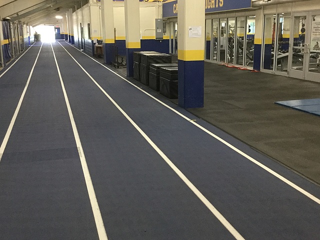 Laird Stadium weight room and conditioning area