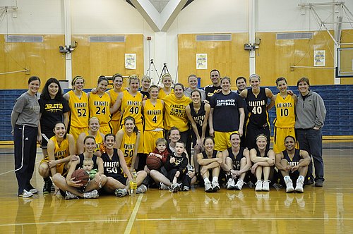 This is a photo of the Carleton basketball team, provided by Kayla Kramer '12 for her blog post.