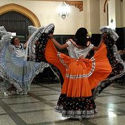 Mexican Folklorico dancers celebrate Dia de los Muertos.