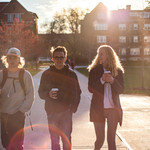 Brennan Johnson '21, Cole Hanson '21 and Izzy Bascom-Anderson '21 take a sunset walk around campus.