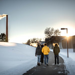 Students brave the cold on campus.