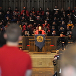 President Poskanzer delivers a welcome address at Opening Convocation.