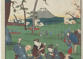 Utagawa Hirokage, Cherry Blossom Viewing at Asuka Hill, 1859