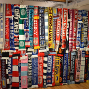 Team scarves of all the football clubs with a Jewish connection...quite the collection!
