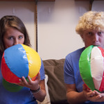 Inflating beach balls for "Into the Arb" reflection game.