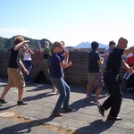 Students doing Tai Chi on the Great Wall