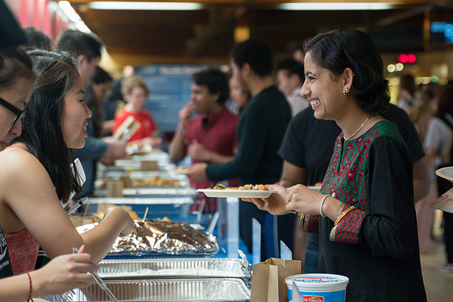 Students sample food from around the world at the 2019 International Festival.