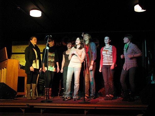 Student bands play at the Cave.