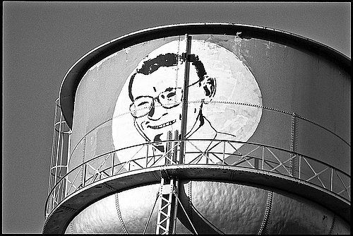 Steve Lewis on the water tower