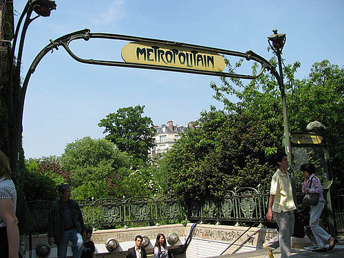 Paris: A Metro entrance in Paris, France.