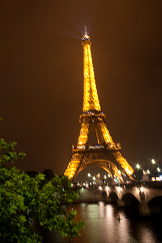 Paris: A view of the Eiffel Tower.