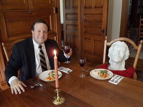 Enjoying dinner with President Poskanzer