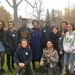 Dr. Mae Jemison with a group of students from Carleton’s FOCUS program after her Convocation address