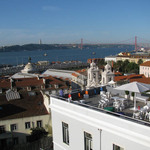 Lisbon: A view of the Tagus River and Vasco da Gama Bridge from central Lisbon, Portugal.
