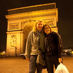 Paris: Muira McCammon and Megan Bakken in front of the Arc d'Triomphe.