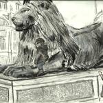 One of the lions of Trafalgar Square
