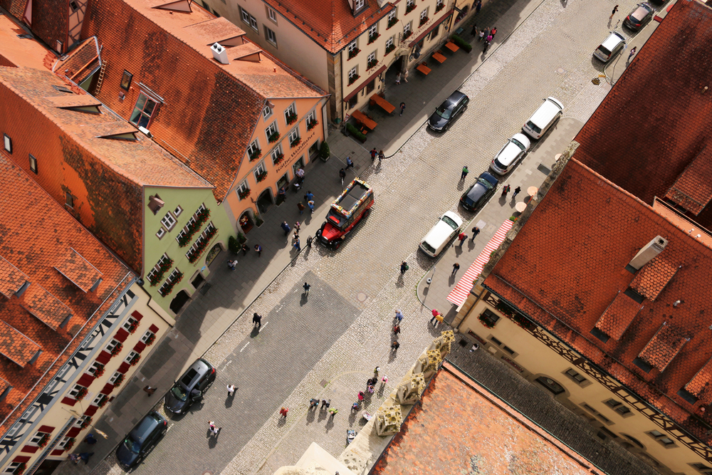 Overhead view of a city street