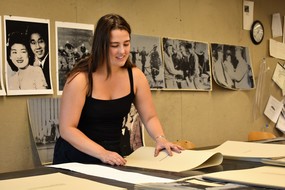 SRA Justine in the printmaking studio