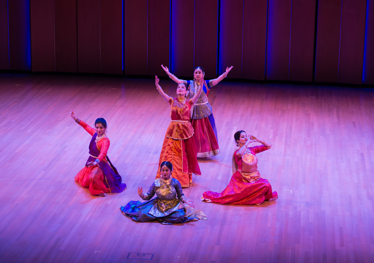 Students participate in traditional Indian dance.