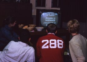 Carleton students watch election returns, 1964
