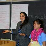 Students lead a community workshop.