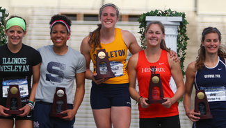 Amelia Campbell '16 celebrates her heptathalon national title at the 2014 NCAA Championship Meet.
