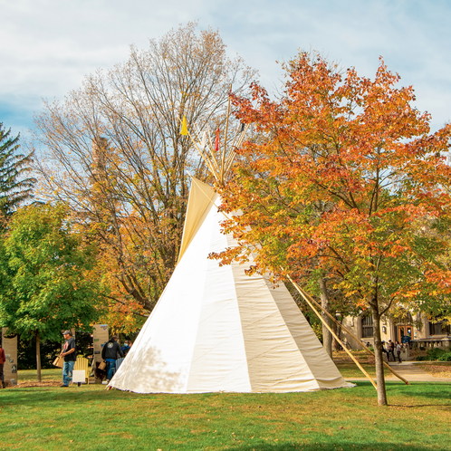 A tipi erected near the Bald Spot on Indigenous Peoples’ Day.