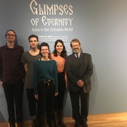 Professor Bill North with students who helped put together the exhibition