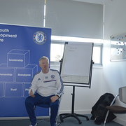 Gerry Harvey, education and welfare officer for Chelsea FC Academy, presents about the club