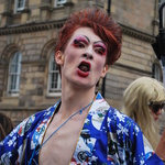 Dressed in drag at the Belfast Gay Pride Parade.